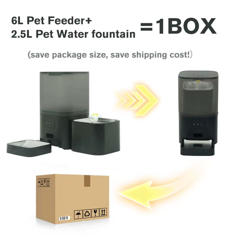 New Tuya APP Control Voice Call Function 6L Smart Pet Cat Feeder 2 in 1 Cat Automatic Pet Feeder with Camera 1080P HD Video